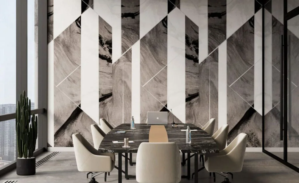 image of a meeting room with acoustic wall treatment